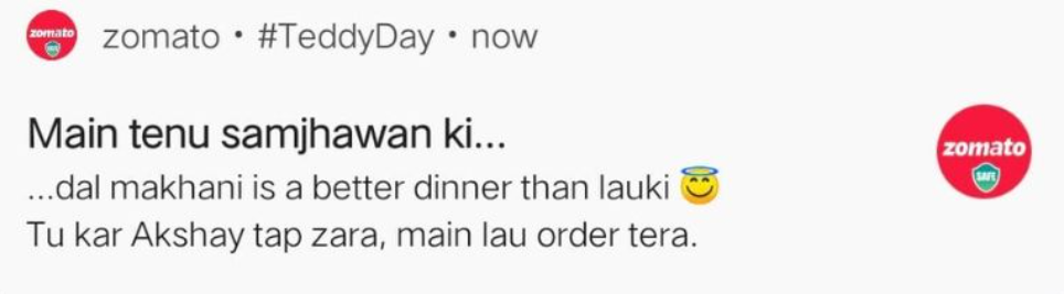 Zomato push notification — Teddy Day